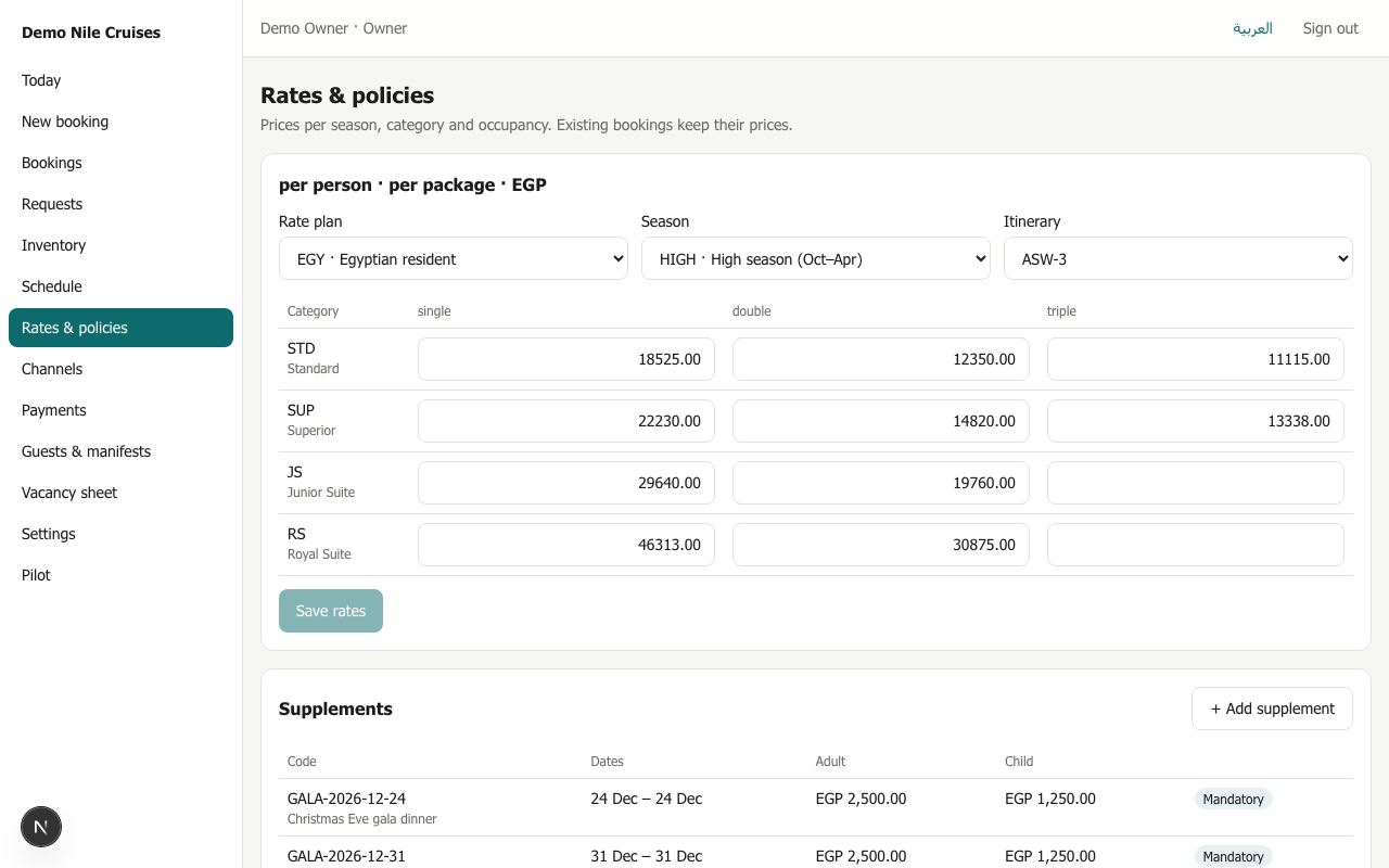 Rates and policies