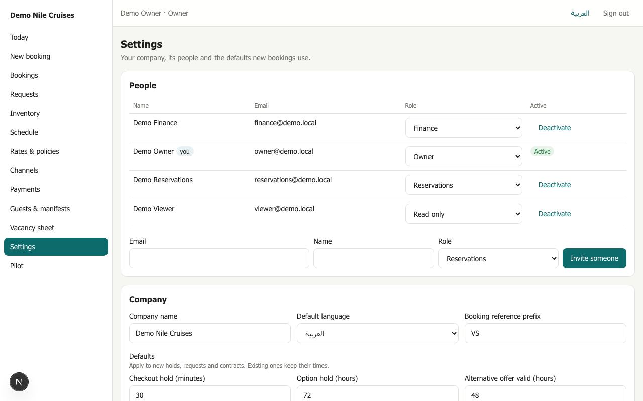 People and settings
